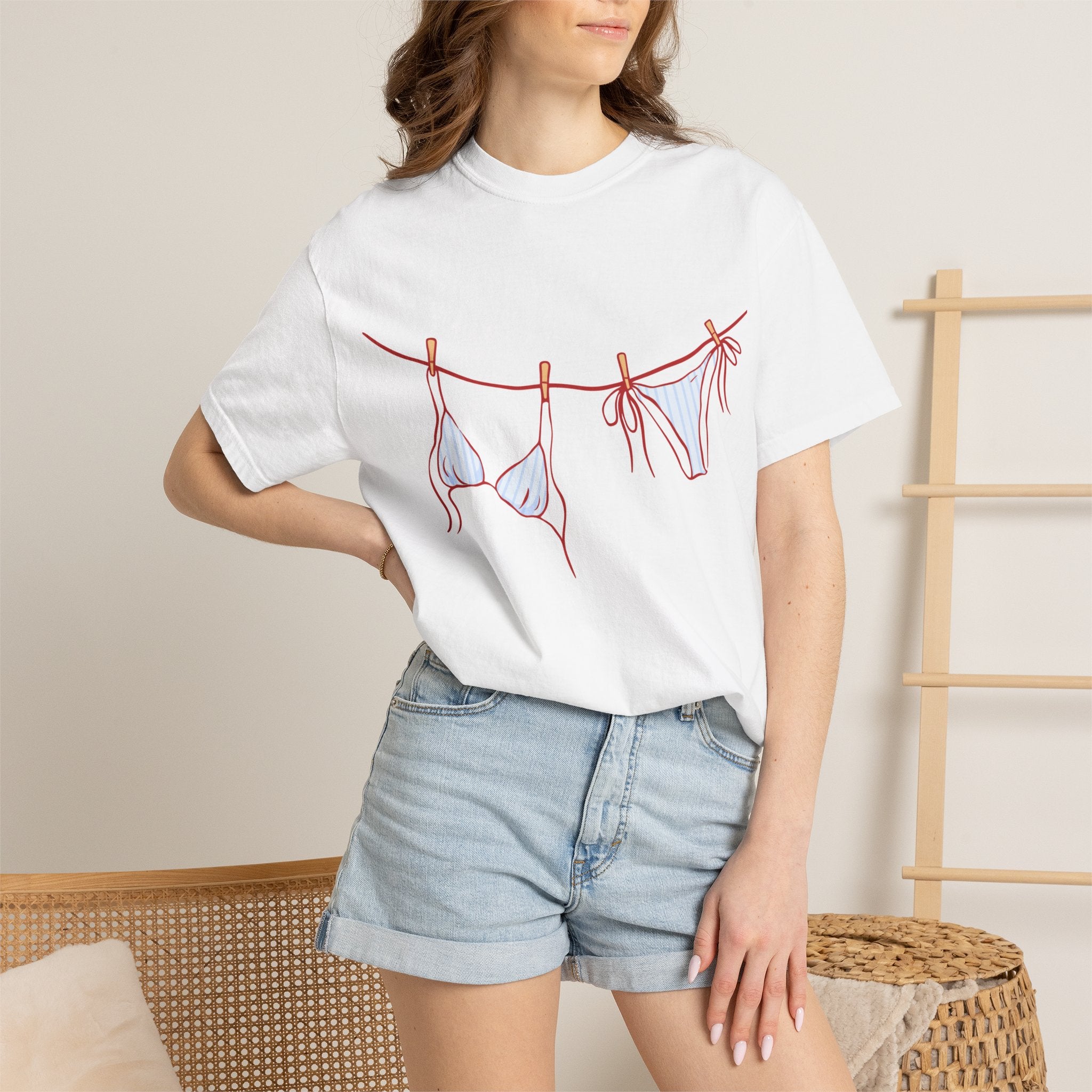 Bikini Line Tee – Playful Laundry Day Graphic T-Shirt