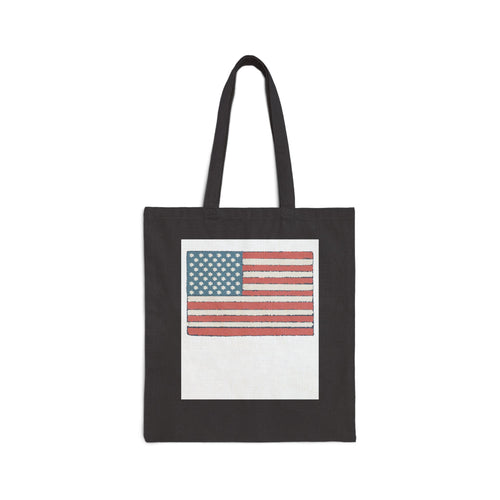 Tote Bag — Vintage American Flag Cotton Canvas Tote (Patriotic, 4th of July)