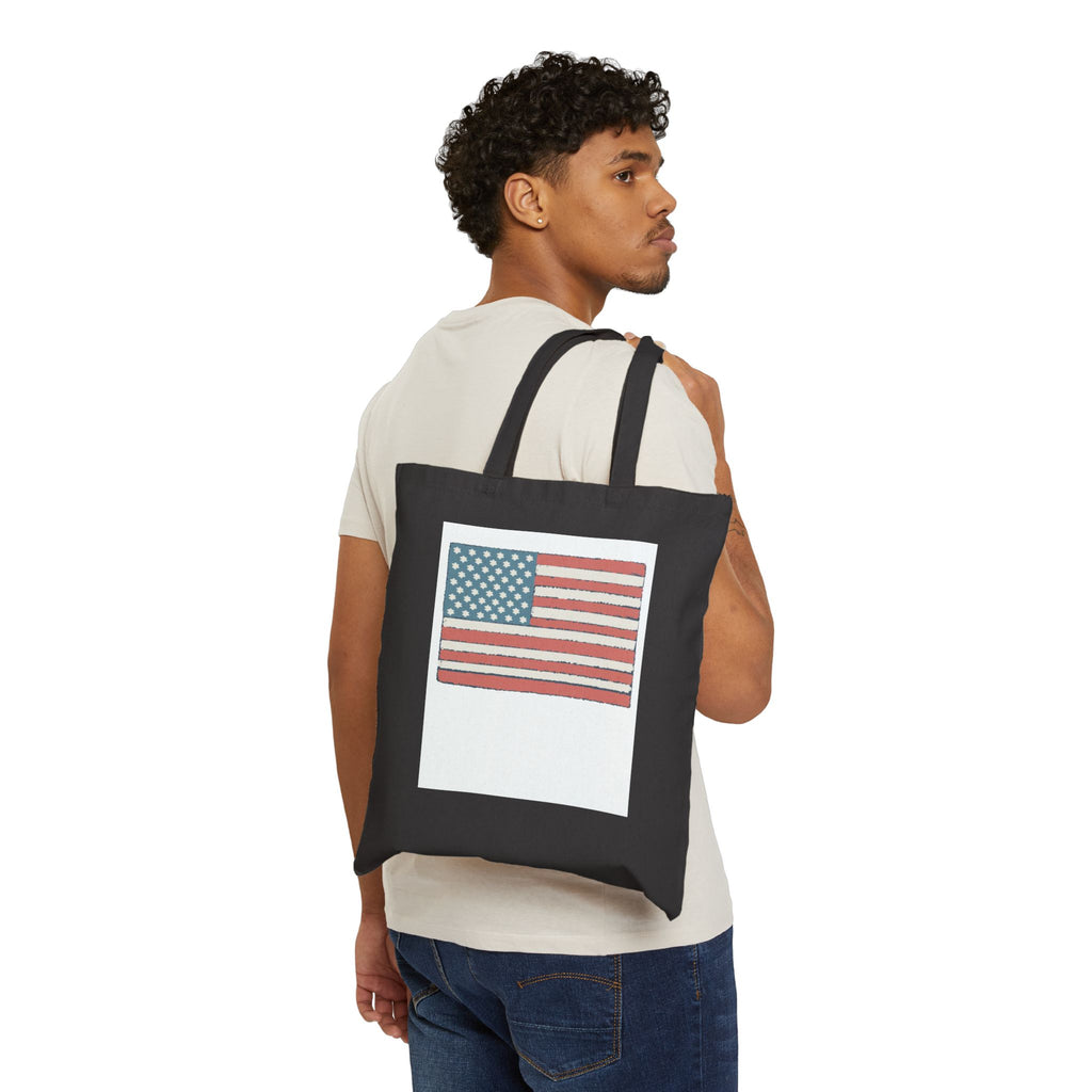 Tote Bag — Vintage American Flag Cotton Canvas Tote (Patriotic, 4th of July)